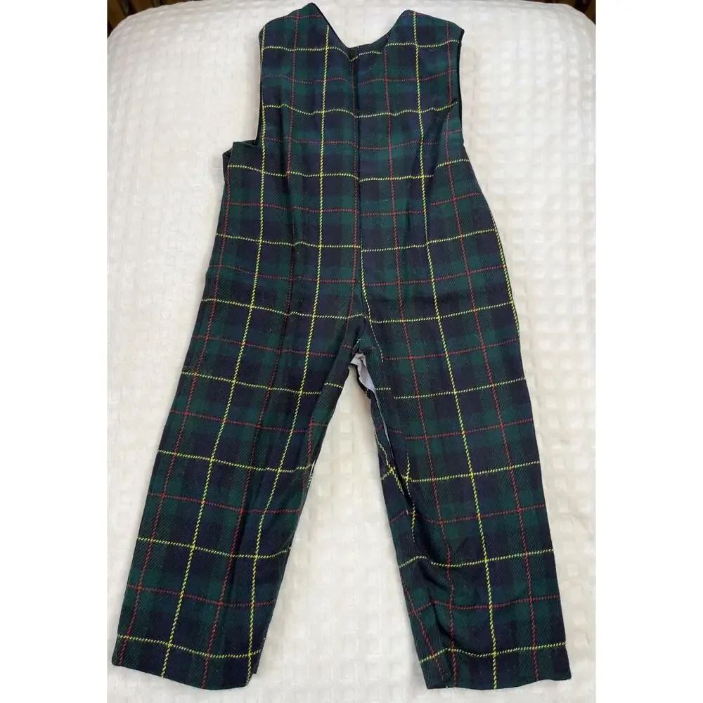 Busy Bees Sz 24 Mths Plaid Toddler Jumpsuit One Piece Bib Overalls Boutique